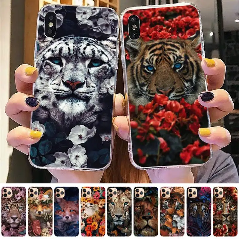 

Animal Flower fox lion tiger Phone Case for iphone 13 11 12 pro XS MAX 8 7 6 6S Plus X 5S SE 2020 XR case