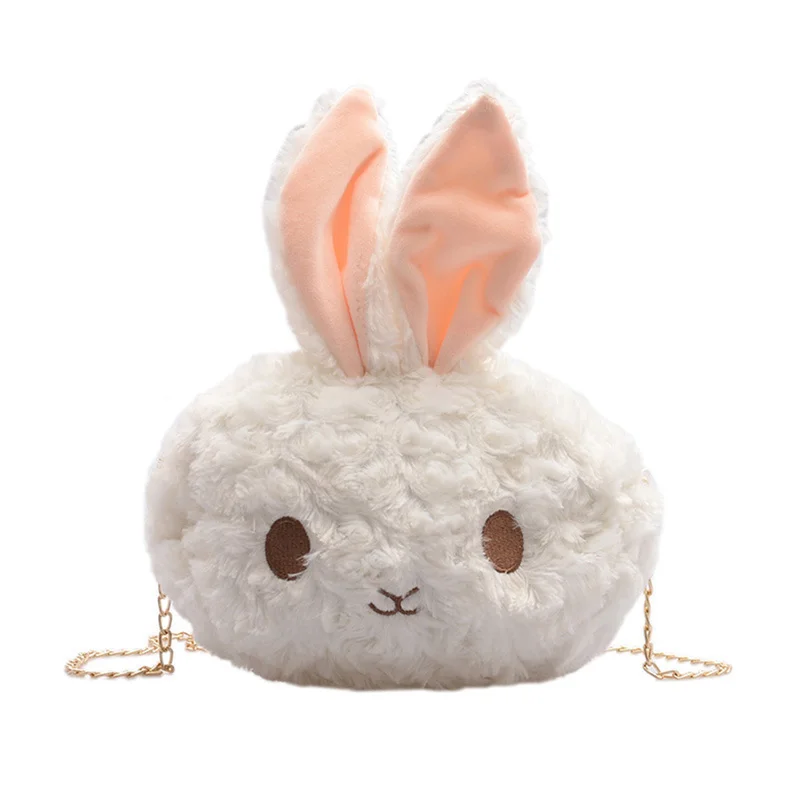 Little Girl\u2019s Plush Crossbody Purse Cute Rabbit Shoulder Bag Travel Satchel with Pearl Strap |