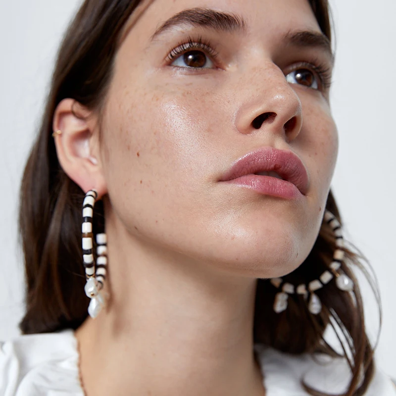 Женские серьги-подвески ZA Винтажные серьги с натуральным жемчугом в форме