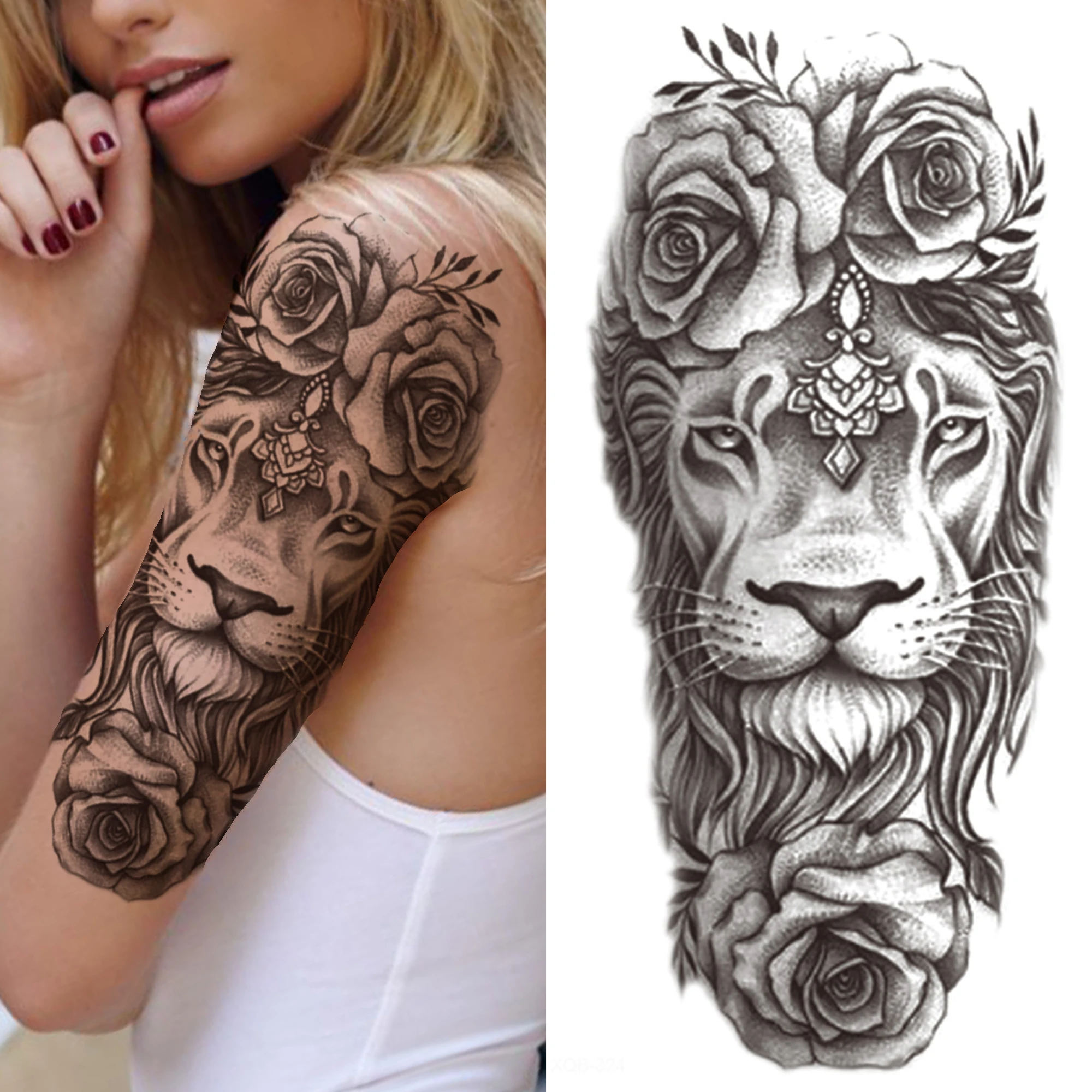 Временные татуировки с львом и волком для мужчин женщин наклейки имитацией