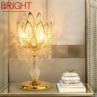 bright luxury table lamp crystal modern gold lotus creative decoration led desk light for home bedside