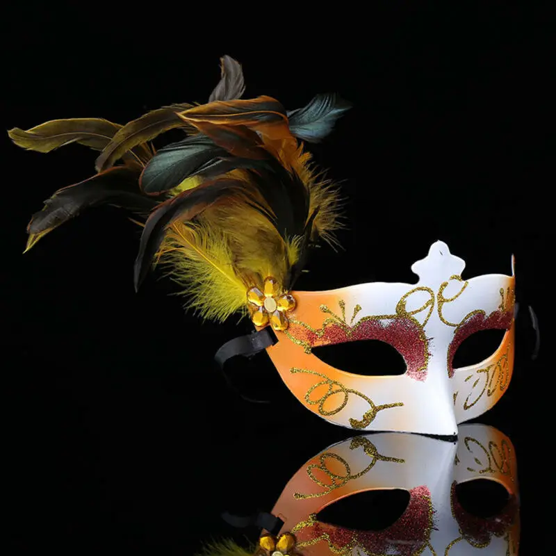 

Masquerade Ball feather Mask Halloween Costume Birthday Graduation Prom Party Plastic Mask