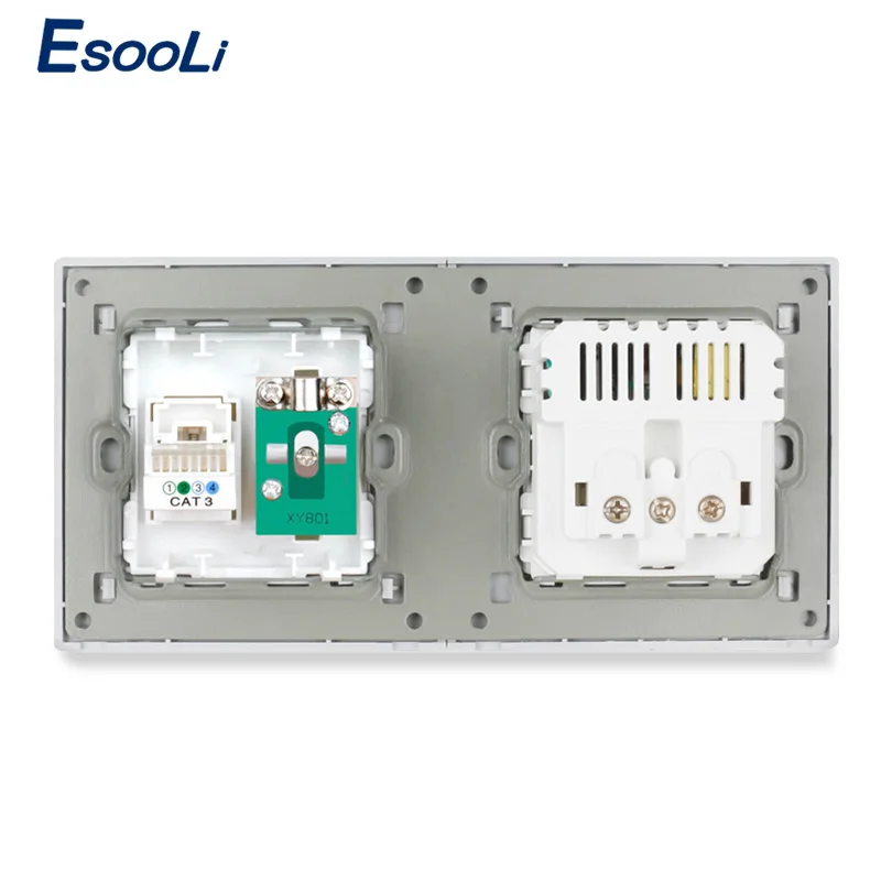 Разъем Esooli с алюминиевой металлической панелью европейского стандарта USB + 1