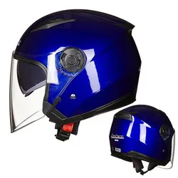 Blue Мотоциклетный шлем с открытым лицом Capacete мотоциклетный шлем cicleta Cascos Para мото гоночный мотоциклетный винтажный шлем C28 - Цвет: Blue