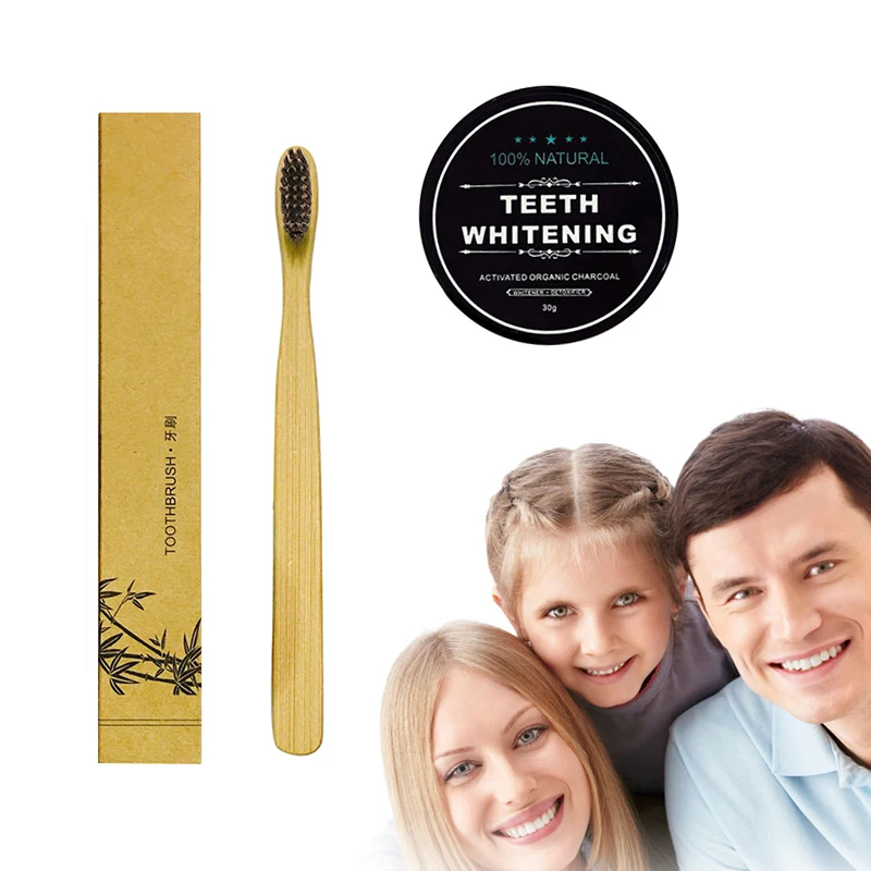 

Charcoal Teeth Whitening Powder Organic Activated Bamboo Tooth Coconut Powder Natural Teeth Whitening Toothbrush Set TSLM1