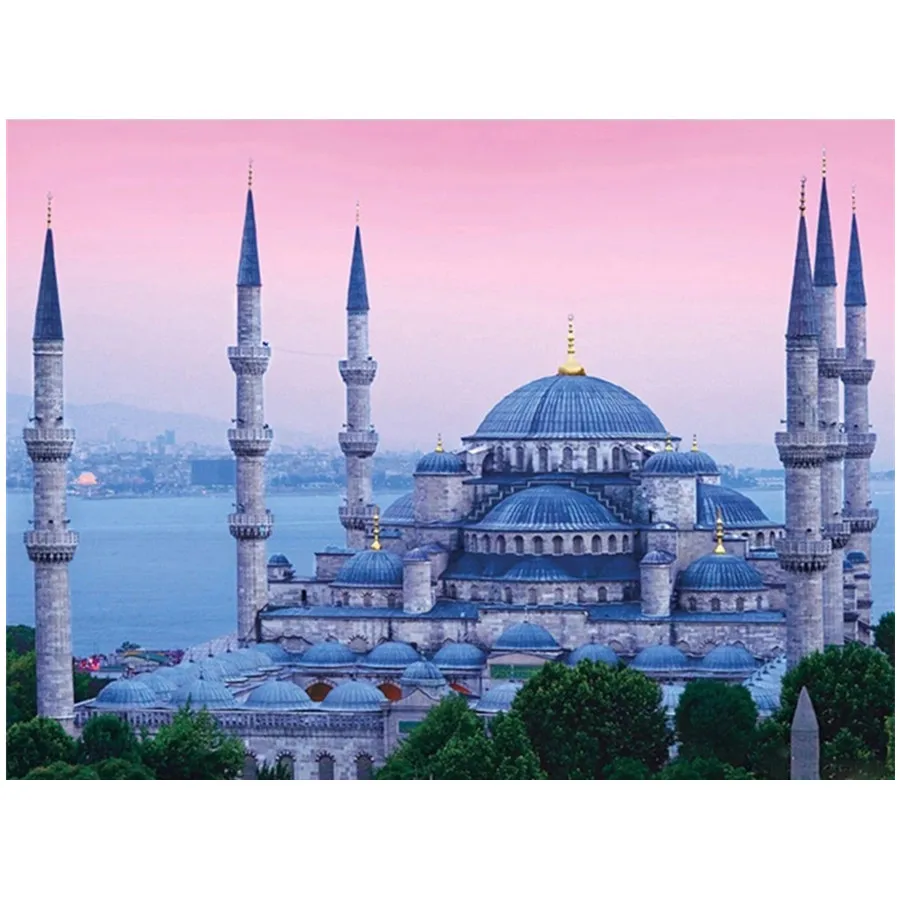 

Набор для алмазной мозаики, картина из квадратных страз 5D «сделай сам» с изображением мечети, религиозная вышивка