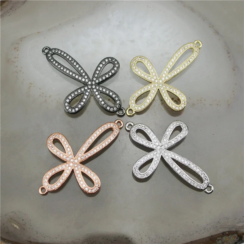 31*23mm 20pcs/lot Cubic zirconia micro pave charm connector fashion cz necklace/bracelet jewelry component |