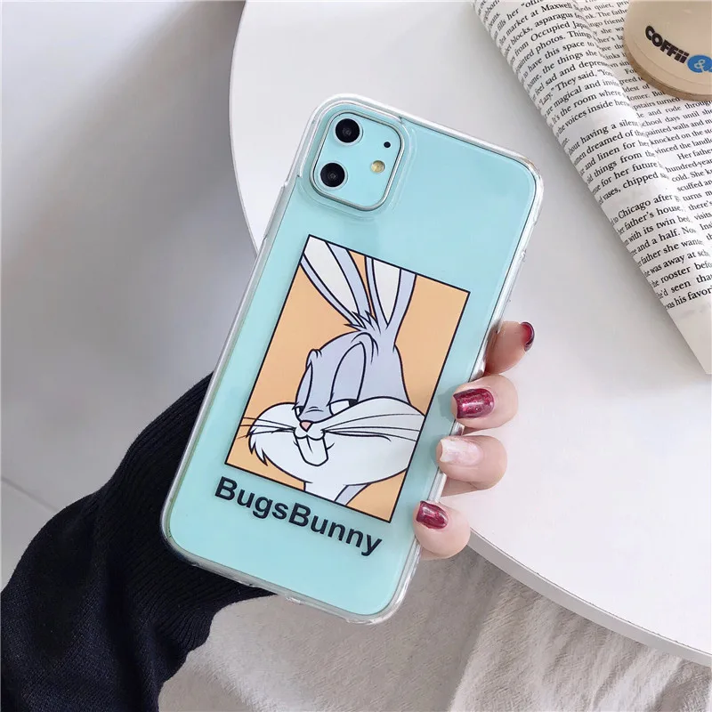 

Cartoon Transparent Case For iPhone 11 11Pro Max For iPhone X XR XS Max 7 8 Plus Bugs Bunny Phone Case Cute Soft Back Cover