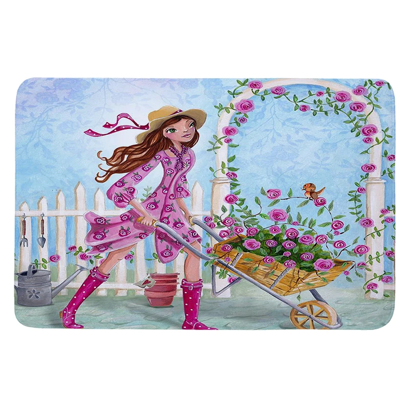 Ковер для девочек с розовыми цветами большой коврик спальни игровой детский