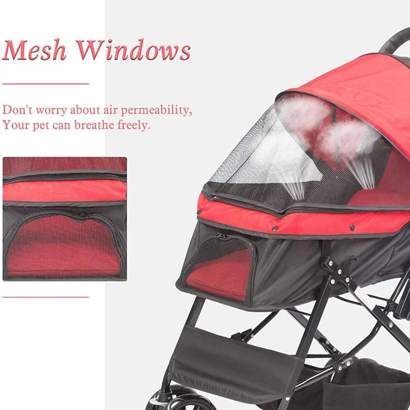 

Pet Stroller, Foldable with Storage Basket, Wagon for Cats, Dogs, Pet Babies