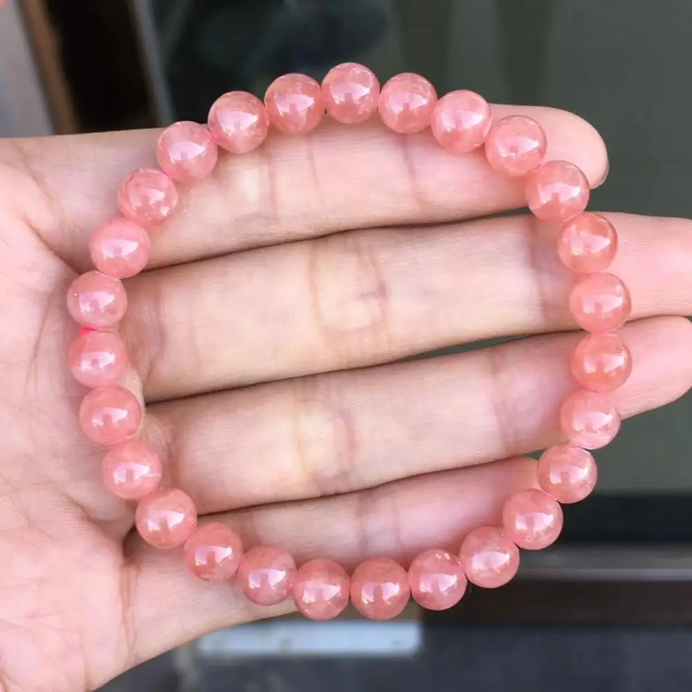 Женский браслет с натуральными розами и круглыми бусинами 6 мм 7 8 9 AAAAA|Гибкие