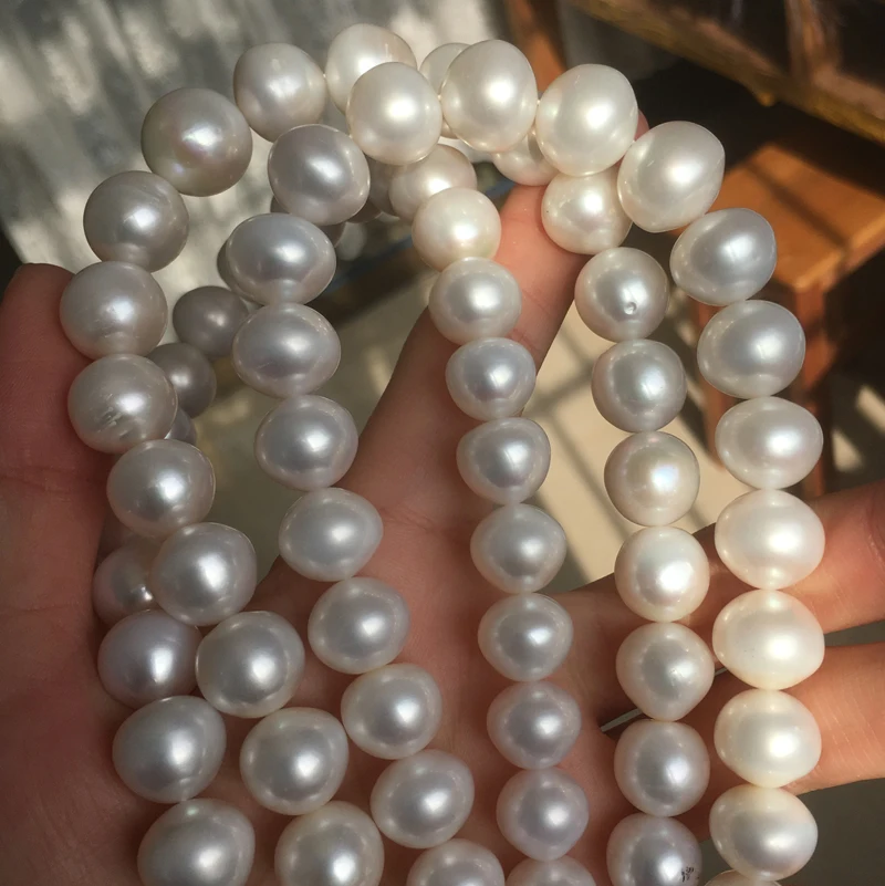 

Freshwater Pearl necklace Round shape with Size 12-14mm perfect luster for Jewelry DIY loose pearl strands