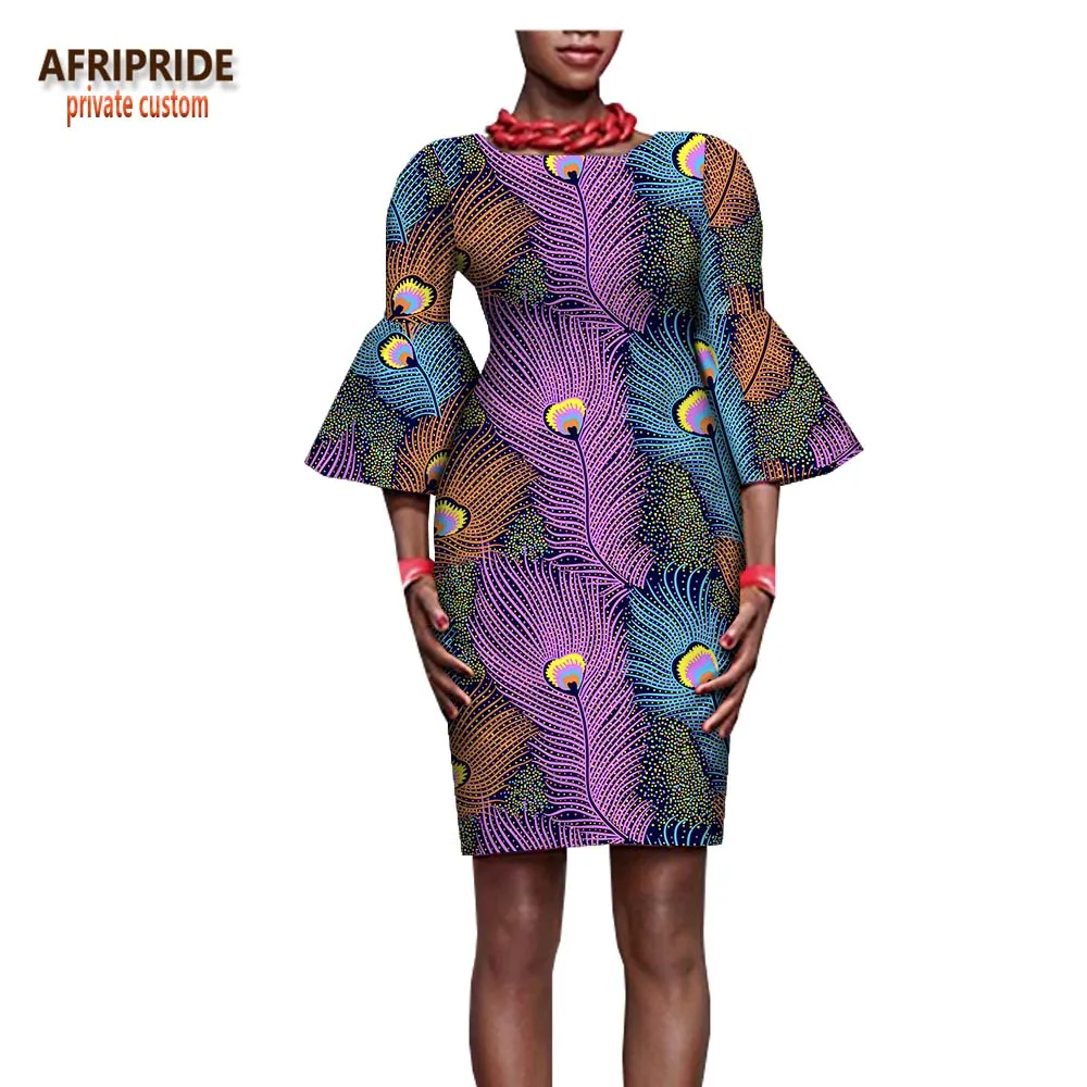 Лето Новое поступление AFRIPRIDE частный заказной плюс мини-платье для женщин с широкими рукавами батик хлопок повседневное Клубное платье sa722530 - Цвет: 545J