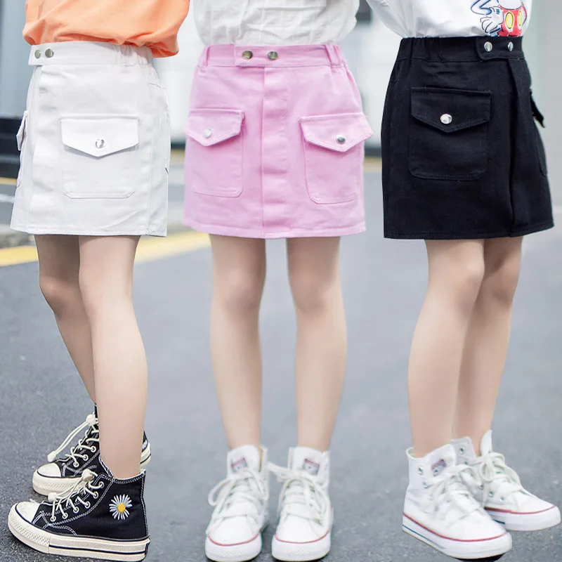 

Детская одежда; Летняя юбка трапециевидной формы для девочек; Короткая джинсовая юбка средней длины; Модная детская юбка в стиле «Дикая сум...