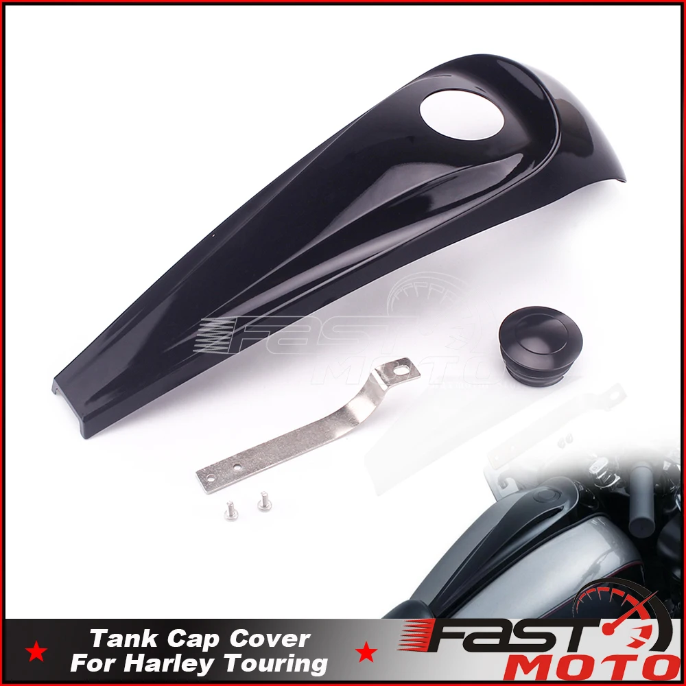 

Motorcycle Black Smooth Fuel Console Gas Tank Cap Cover For Harley Touring Electra Glide Street Road Glide FLHT FLHX 2008-2018