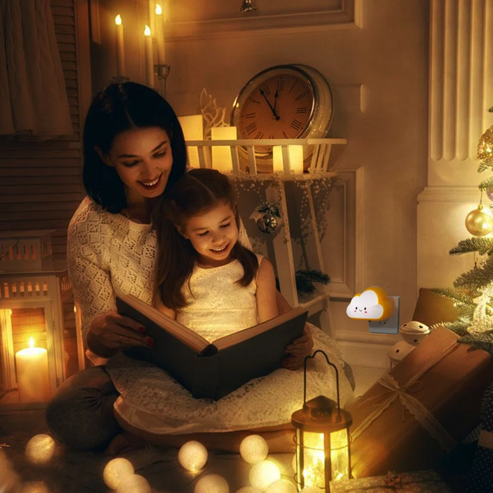 Светодиодный ночсветильник с мультяшным улыбающимся облаком подключаемый