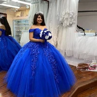 princess royal blue lace quinceanera dresses for sweet 16 year ball gown sexy off the shoulder puffy corset dress for lady prom