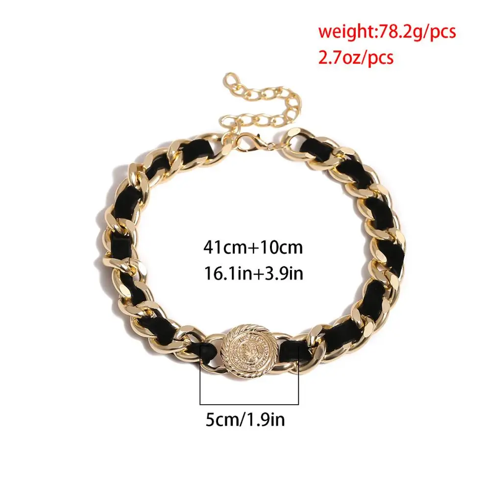 Wawu Панк Ретро панк металл черный бархат ожерелье для женщин ювелирные