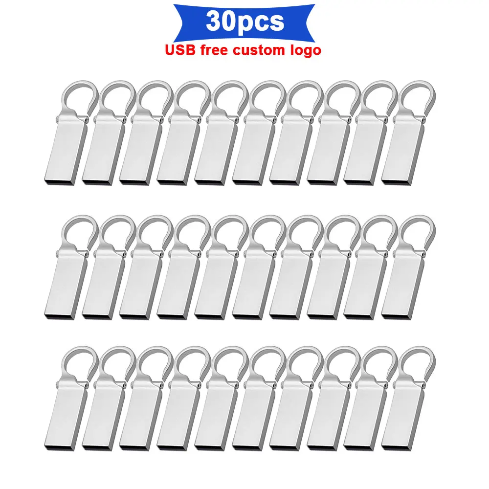 

30pcs/lot free logo Metal USB Flash Drive 8GB 16GB 32GB 64GB Pendrive Cle USB Flash Memoria High Speed USB 2.0 Flash Disk