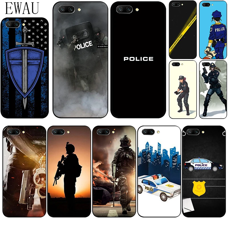 EWAU полиции символ силиконовый чехол для телефона huawei Honor 6A 7A Pro 7C 7X 8X 8C 8 9