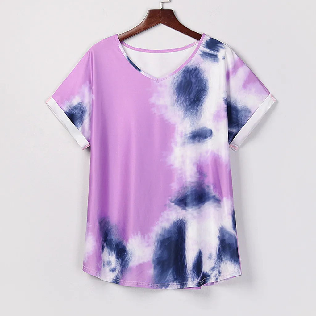 

Fashion Tie-dye Blouse Shirt Retro Loose Print Tunic Top Casual Summer Ladies Tops Female Women Short Sleeve Blusas Pullover