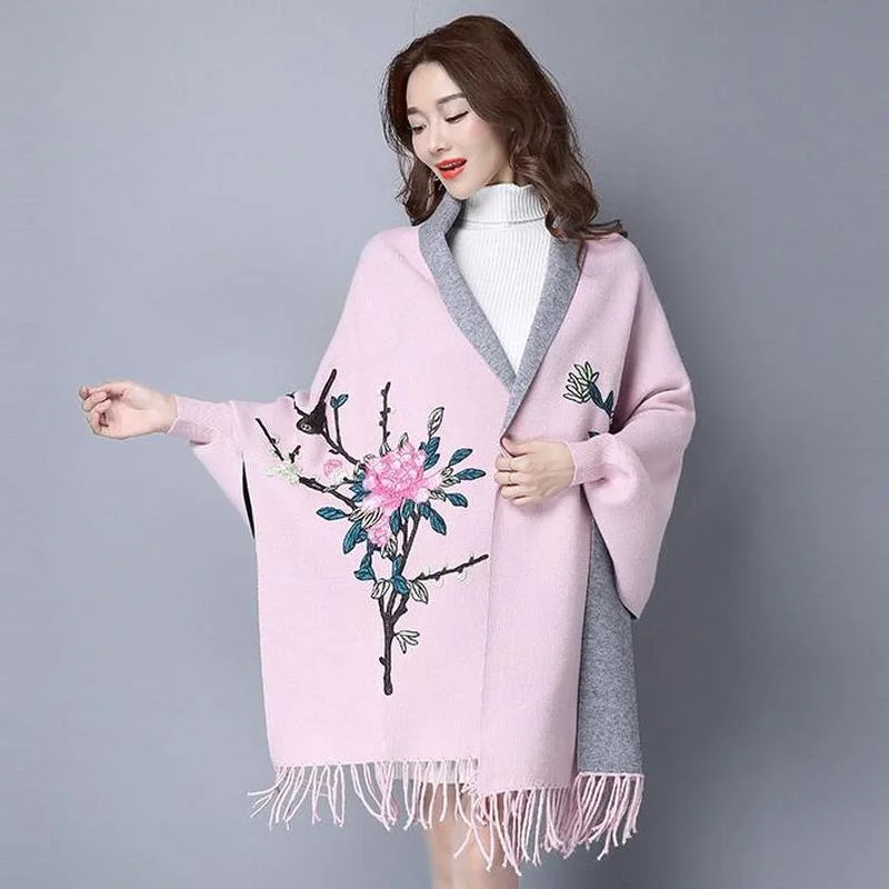 Женский вязаный свитер с рукавами летучая мышь |