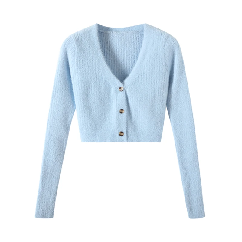 

New Women Faux Fur Cardigan Vintage Short Style Autumn Winter Knitted Jacket Coat Barefoot Dreams Cardigan