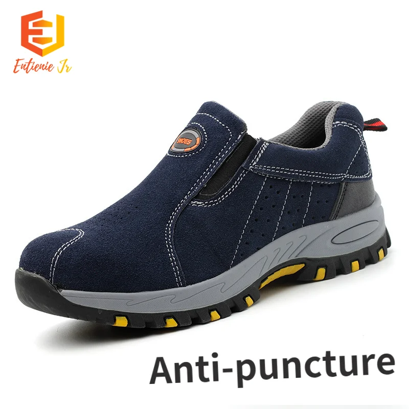 

ETIENNE JR Men Lightweight Breathable Safety Shoes Male Steel Toe Work Shoes Women Anti-smash Reflective Construction Sneakers