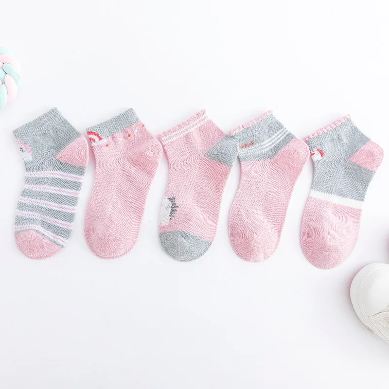 

2021 Children's Socks Early Summer New Medium Short Socks 11 Series Ultra Thin Solid Color Breathable 5 Pairs Socks