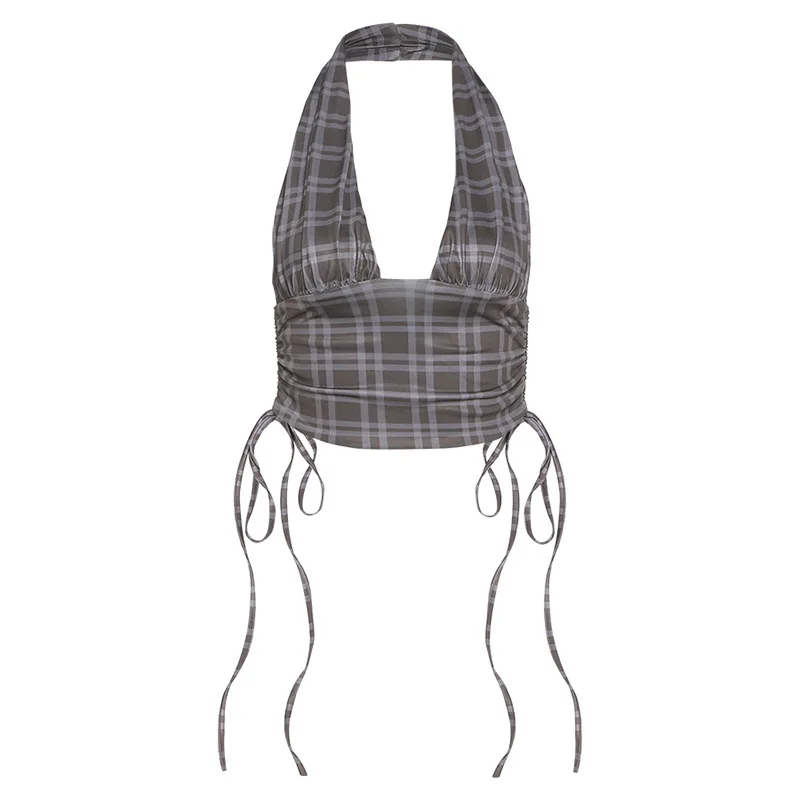 

2021 Sexy Bandage Tanks Camis Blouses Summer Top Y2K Halter Vest Gothic Crop Tops Corset Cropped Shirt Women's Tube E Girl Tees