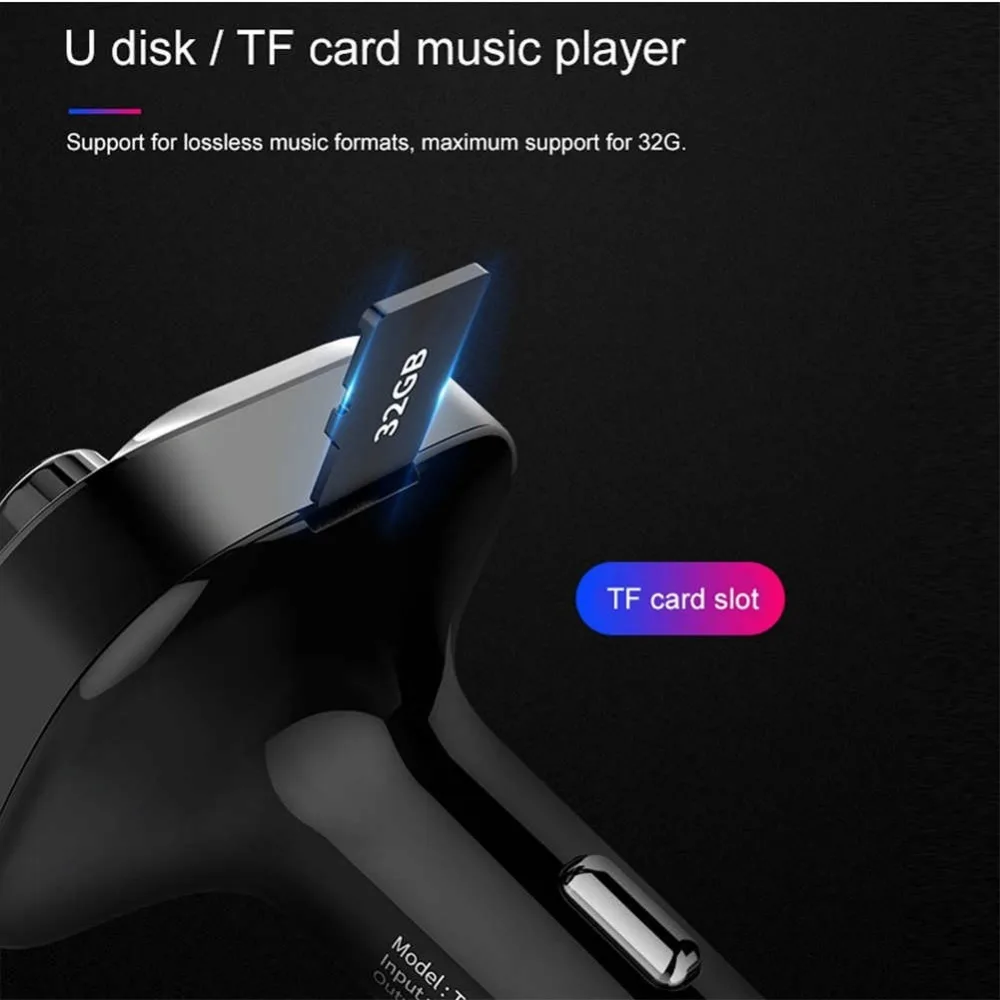 fm-модулятор Автомобильный MP3-плеер Bluetooth fm-передатчик комплект Hands-Free 3.1A двойной USB Автомобильное зарядное устройство type-c
