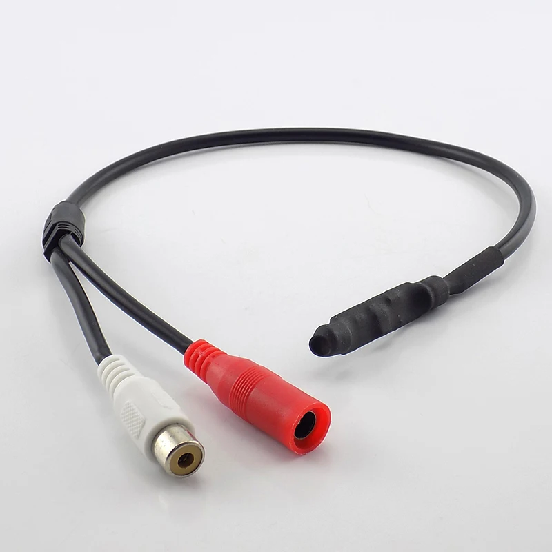 

Mini Microphone Pickup DC 12V Sound Monitor Audio Pickup Audio RCA Power Cable for Cctv Camera DVR System Video Surveillance