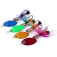 1pcs metal fishing lure rotated sequin spoon lure with feather fishing tackle japan hard bait spinnerbait isca artificial