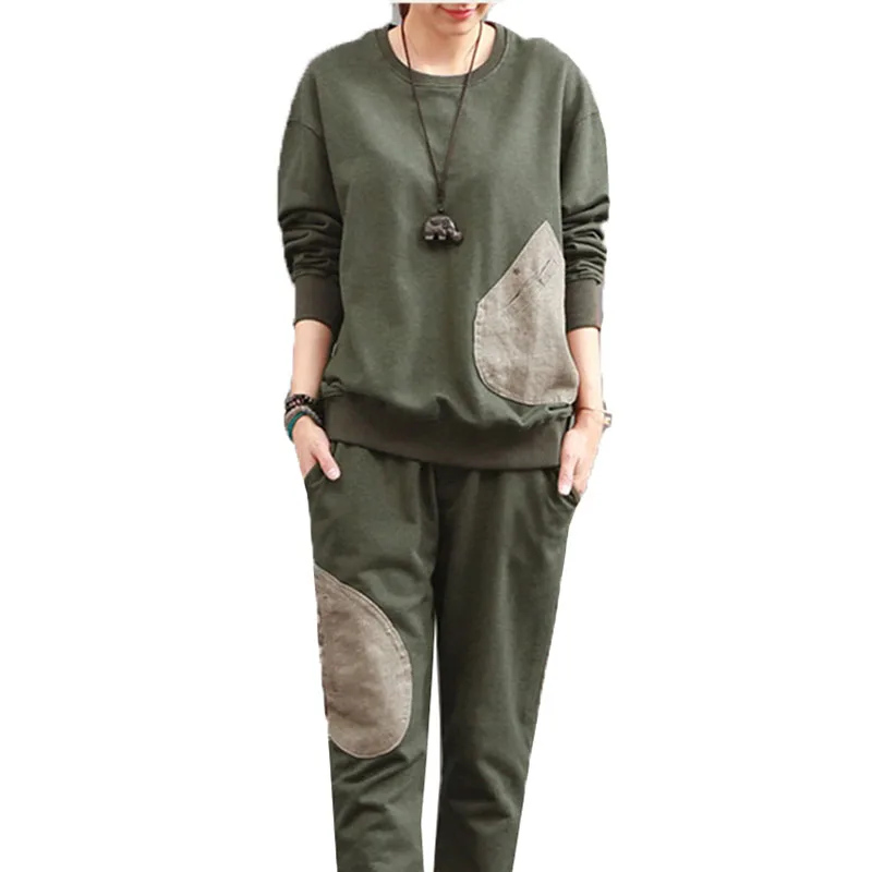 Женский Повседневный костюм осень 2019 новый пуловер и брюки комплект из двух