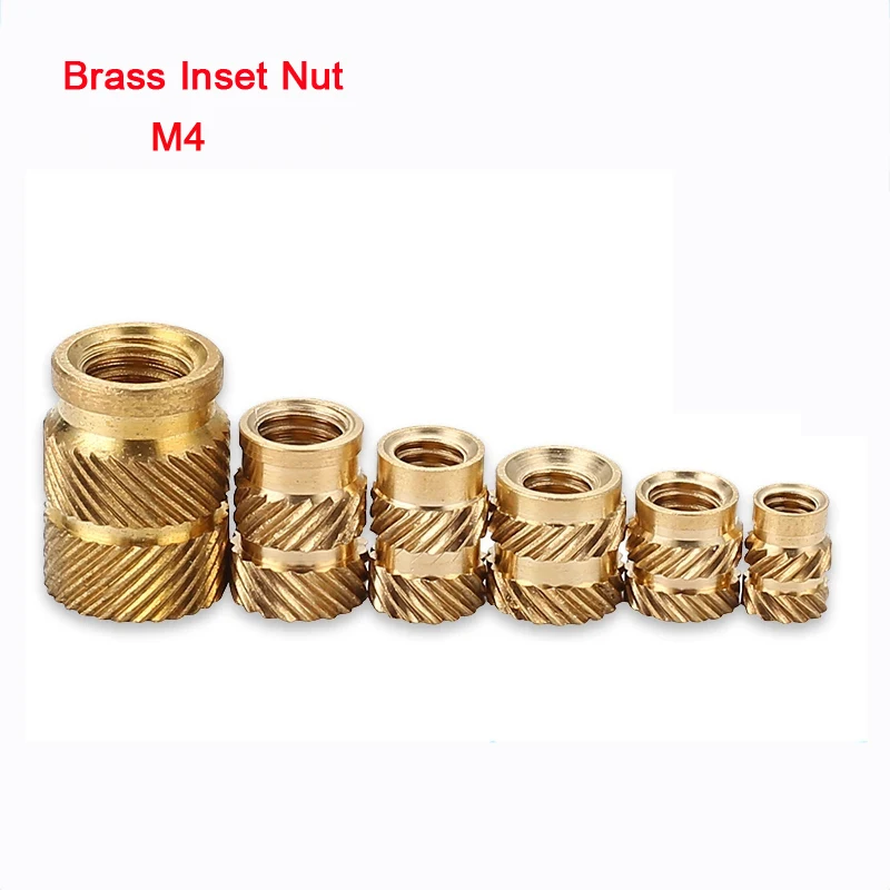 

50Pcs SL-type Insert Nuts Double Twill Knurled Brass Nut Hot Pressed into Plastic Injection Hot-melt Brass Inset Nut M4