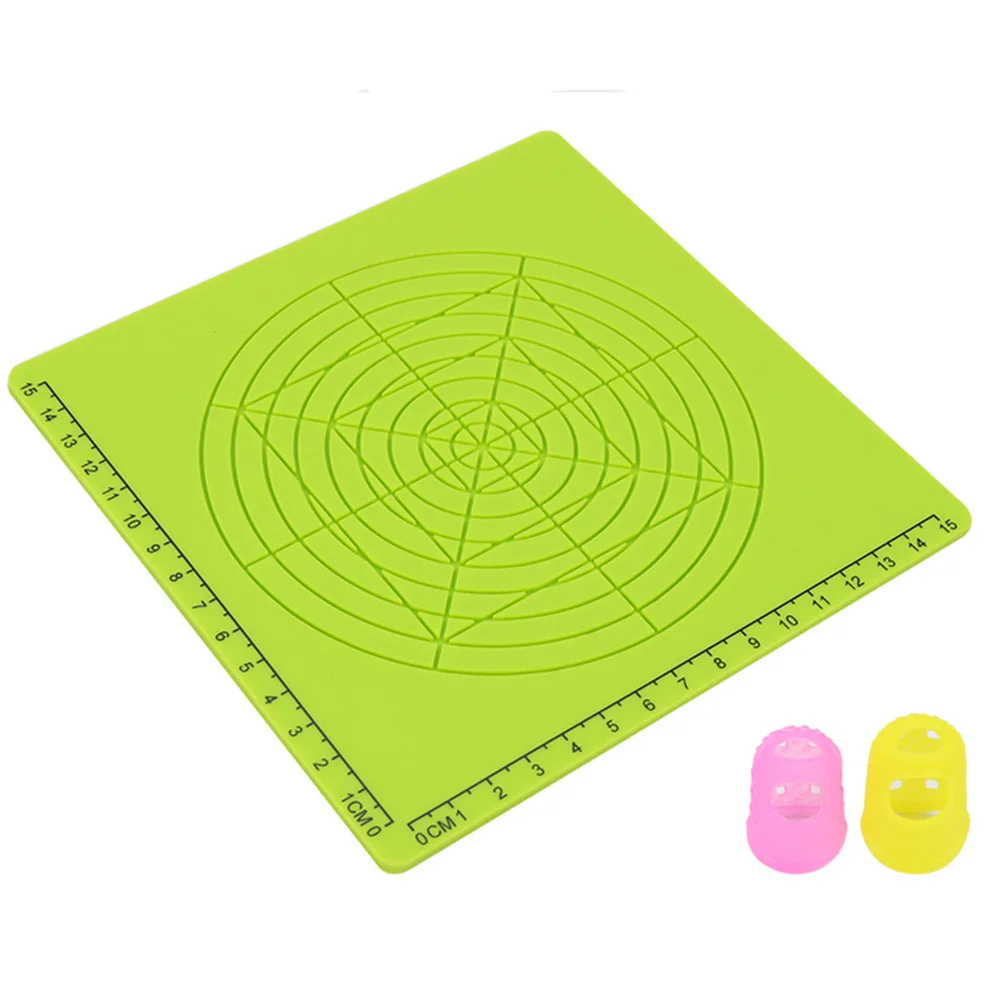 

Children Tools Silicone Mat Green 3D Pen Accessory Educational With 2 Finger Caps Template Kids Drawing Board