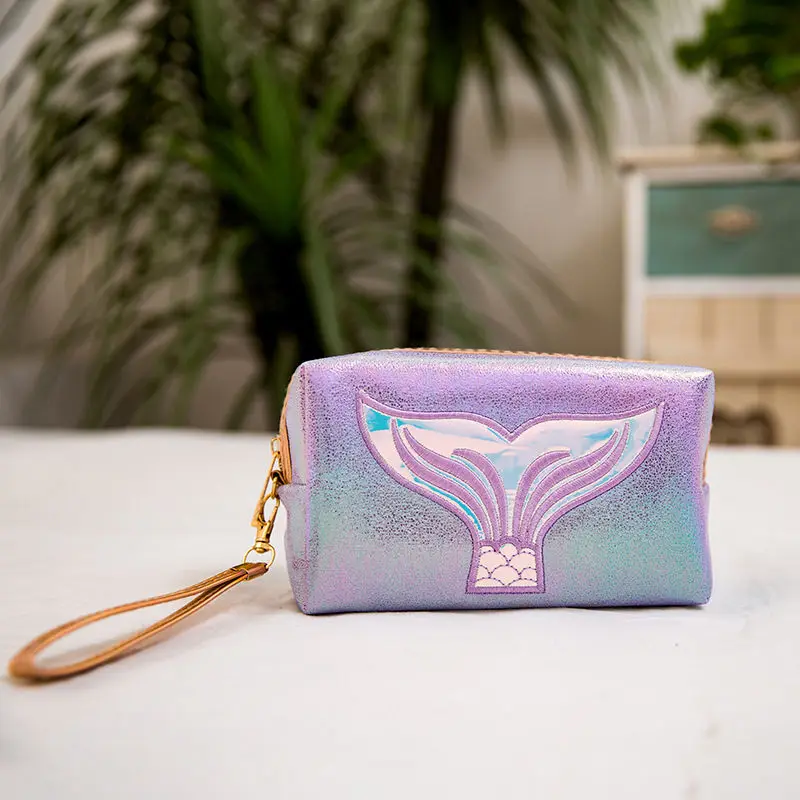 Мода Лазерная изображением русалки купальный костюм Макияж сумка Для женщин