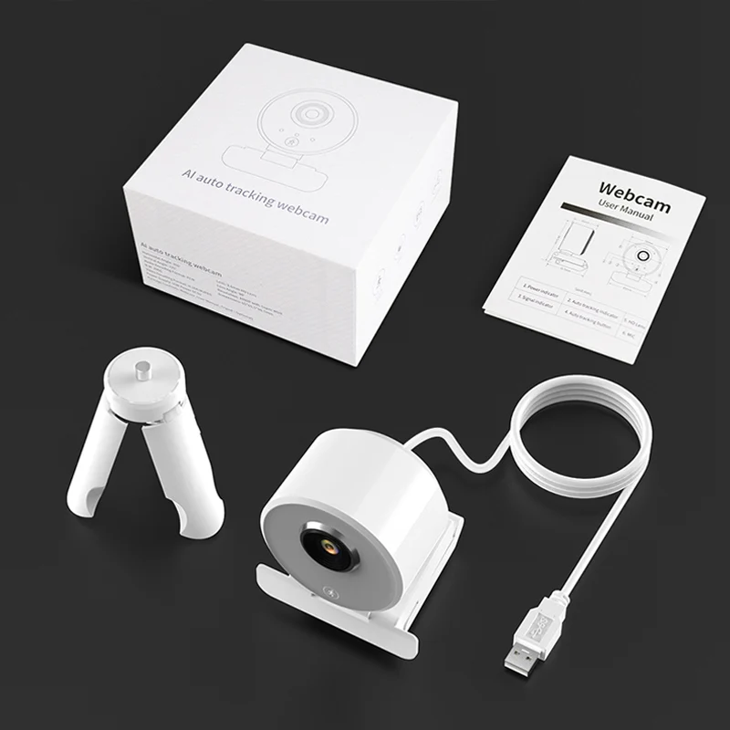 

AI Webcam Auto Focus Full 1080P with Ai Human Detection Noise Cancelling Microphone Smart Camera For Windows Mac Online Teaching