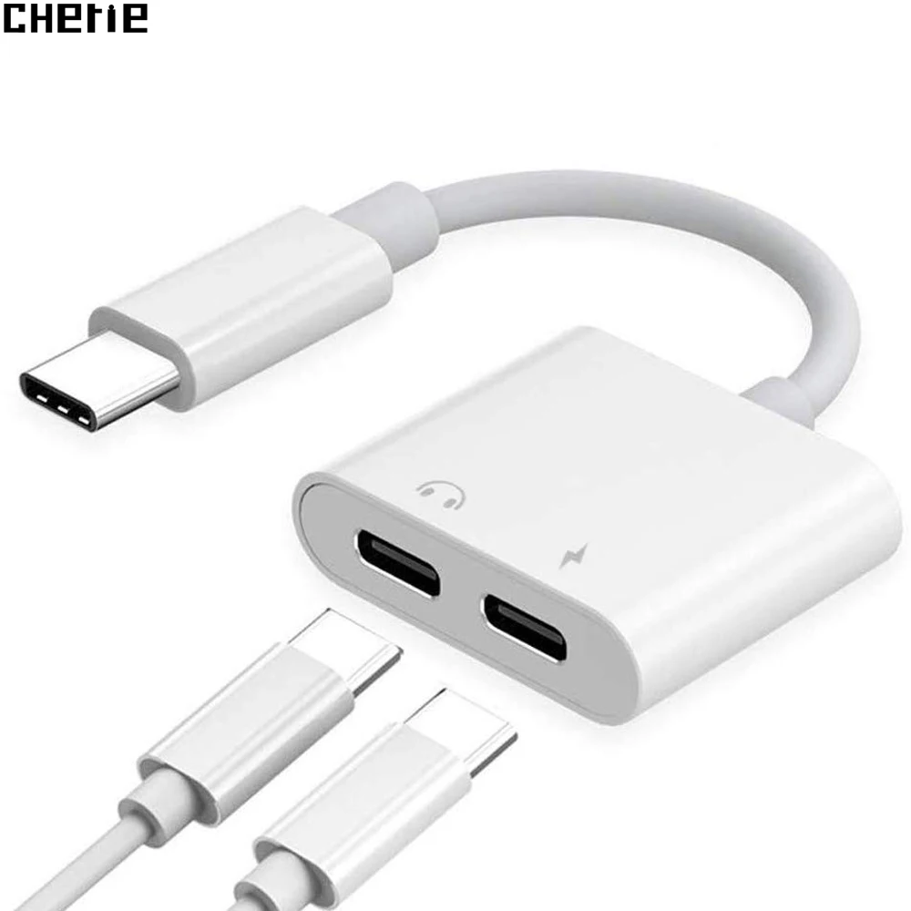 Chery Dual type C адаптер Разъем для наушников samsung huawei Xiaomi Oneplus USB 2 в 1 Aux аудио сплиттер