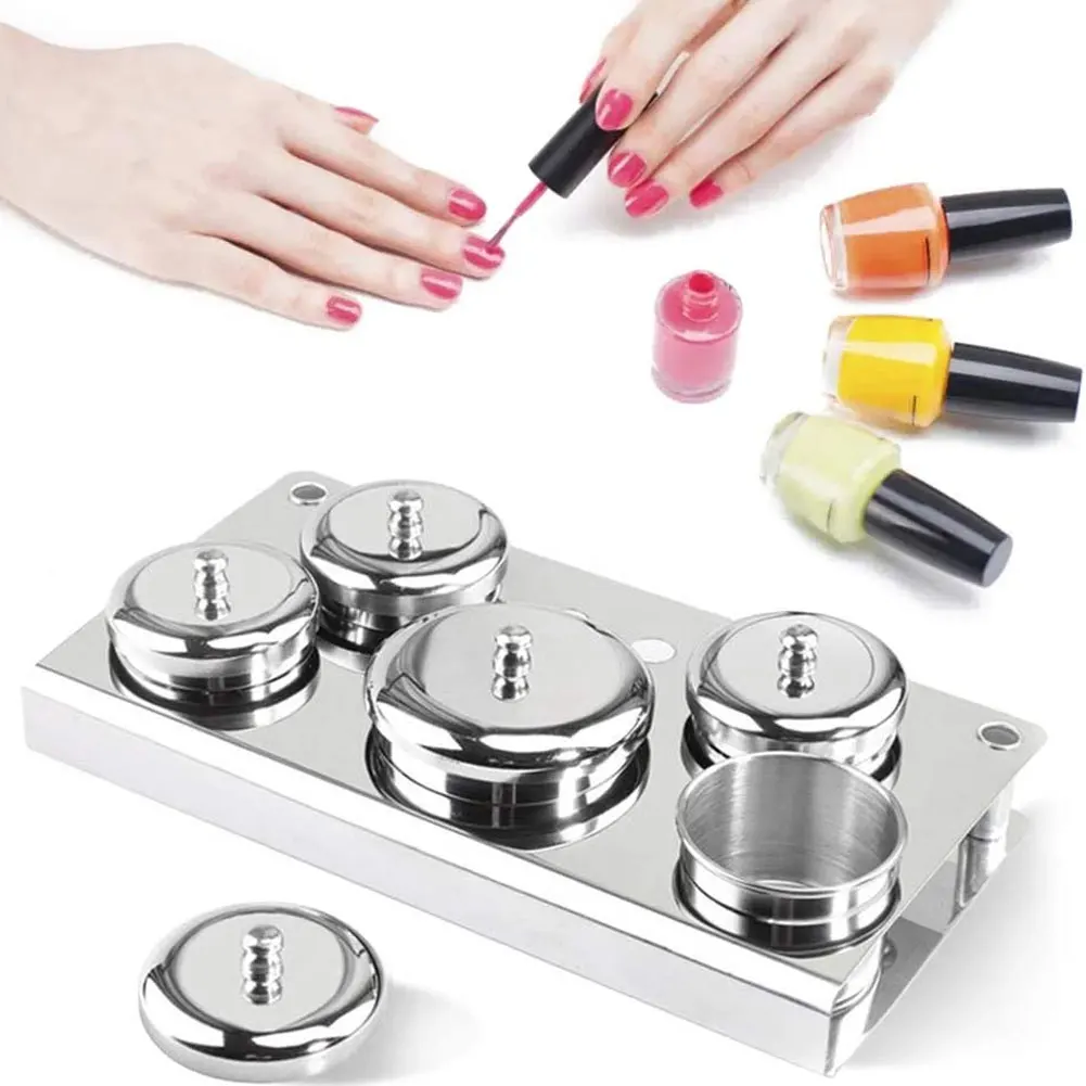 

Набор для маникюра 5 шт нержавеющая сталь Nail Art мини пудра и жидкий Набор банок для хранения коробка компактный маникюрные инструменты для н...
