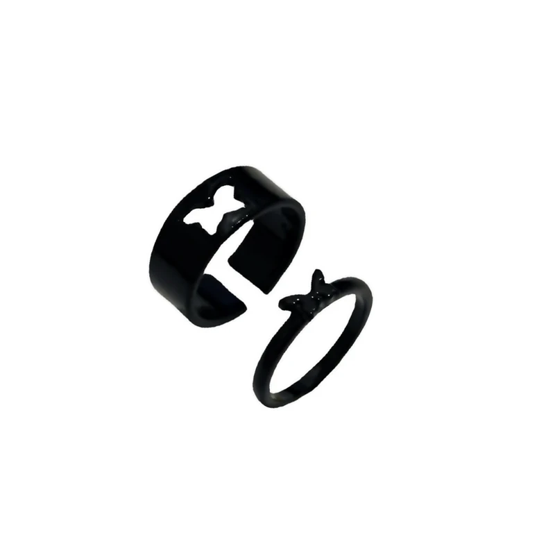 

Trendy Butterfly Rings For Women 2Pcs Lover Couple Rings Set 6 Colors Engagement Wedding Open Rings Summer Jewelry