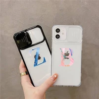 custom shell marble letters phone case for iphone 7 8 11 12 x xs xr mini pro max plus slide camera lens protection