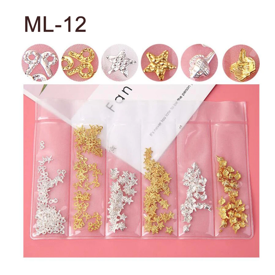 Bittb золотые серебряные полые 3D украшения для дизайна ногтей Звезда Луна