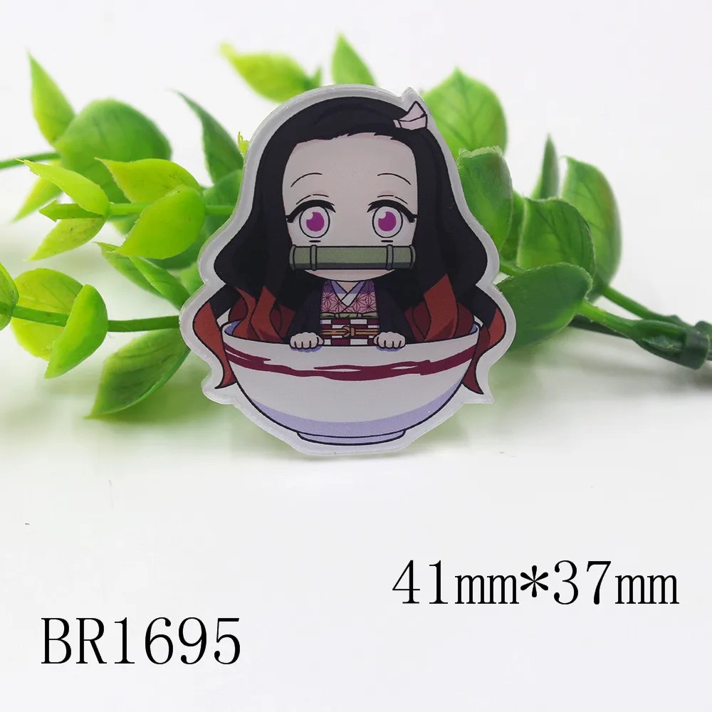 K 20325 2 5 шт./лот аниме Kimetsu no Yaiba акриловая плоская задняя часть для волос луки