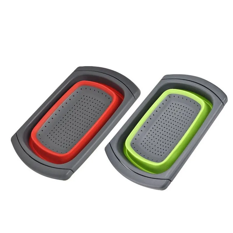 

Folding drain basket retractable fruit basket household fruit basket folding vegetable washing basket retractable drain blue