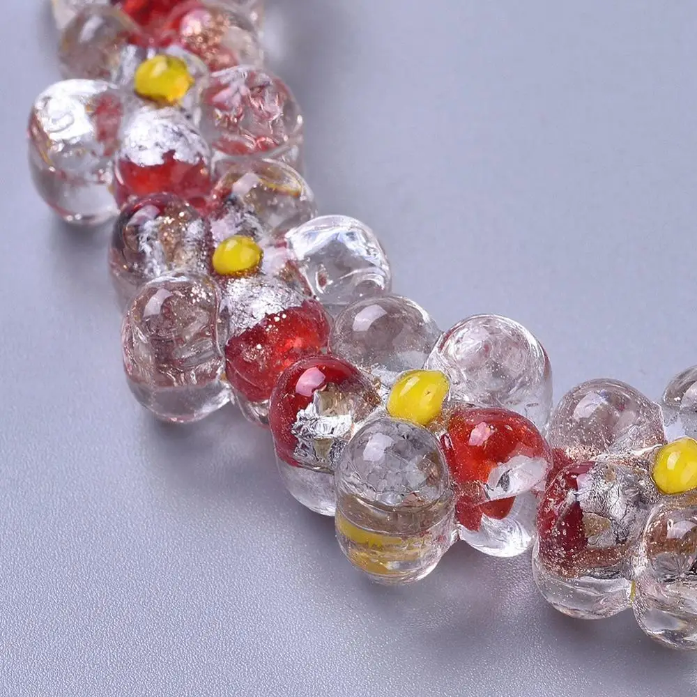 

5 Strands Flower Beads 8 Colors Handmade Lampwork Beads Strands for Earring Necklace DIY Jewelry Accessories about 20pcs/Strand