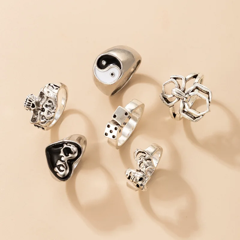 Новинка винтажные черные и белые капающие масляные кольца Tai Chi для женщин мужчин