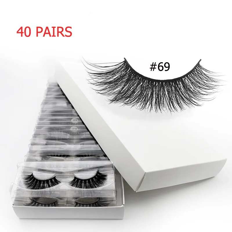 40pairs69W 40 пар ресниц оптом ресницы Объемные 3d норковые ресницы Объемные норковые ресницы натуральный макияж Накладные ресницы «maquiagem» cilios - Цвет: 40pairs69W
