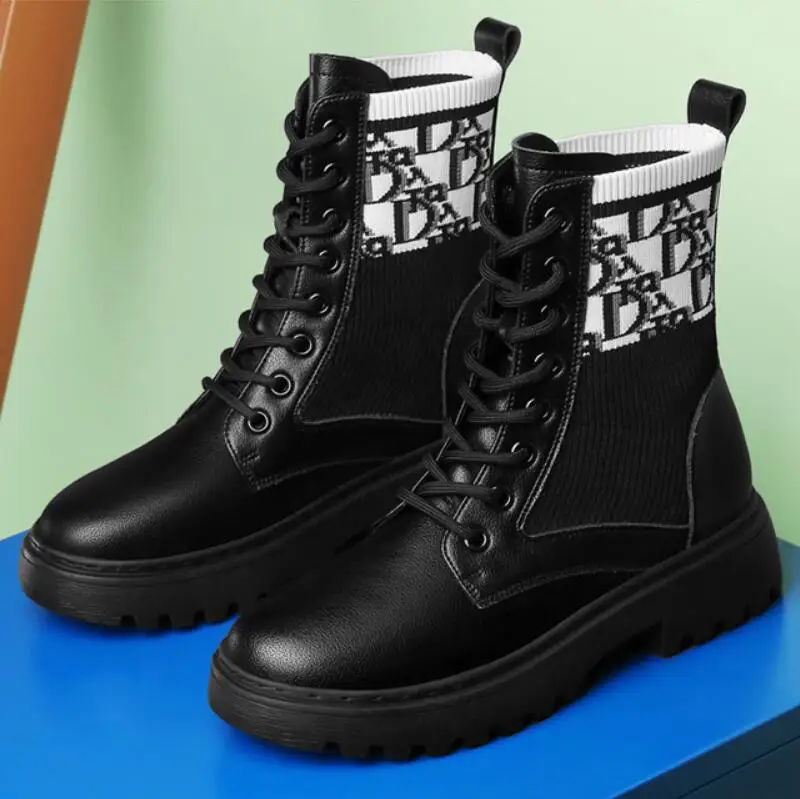 

2020new autumn boots Genuine leather Martin boots Female short boots Women's inner height ankle boots Anti-slip motorcycle shoes