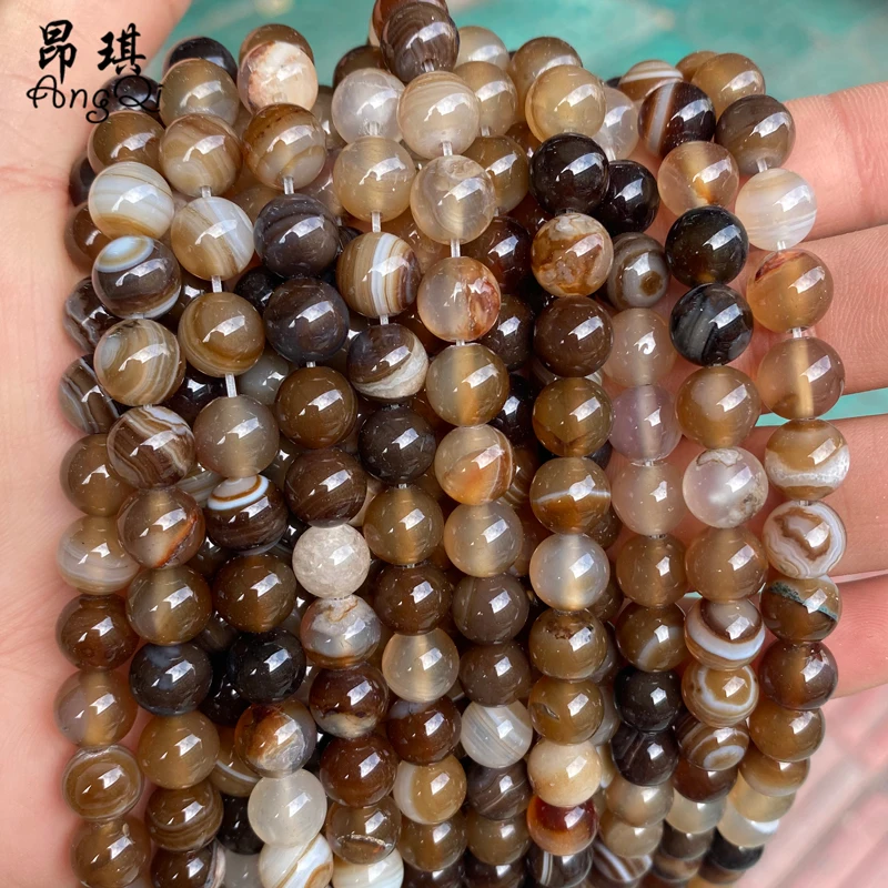 

9 Colors Natural Stripe Agates Round Loose Beads 6 8 10 12mm Pick Size Natural Stone Beads For Jewelry Making DIY Bracelet 15''